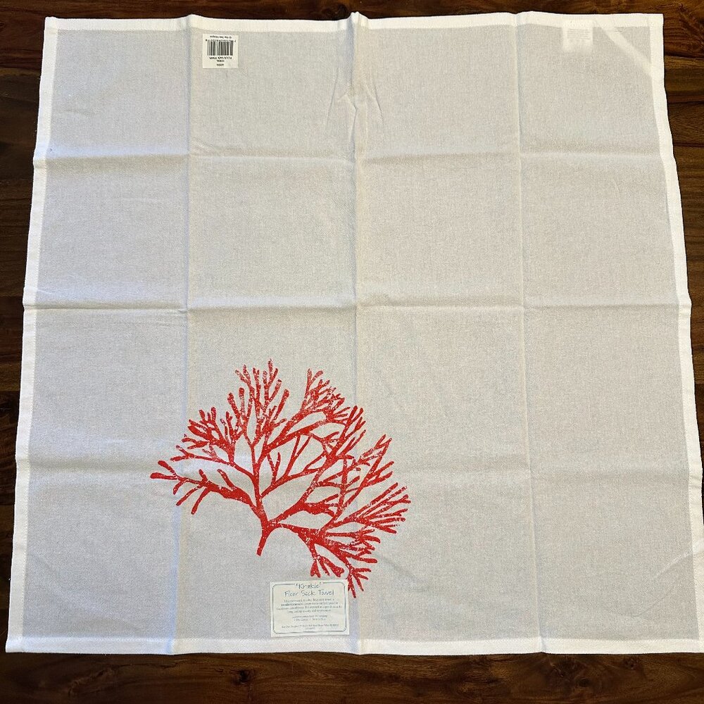 Kay Dee Designs Krinkle Flour Sack Kitchen Towel Coral Cotton 26" x 26" NWT!